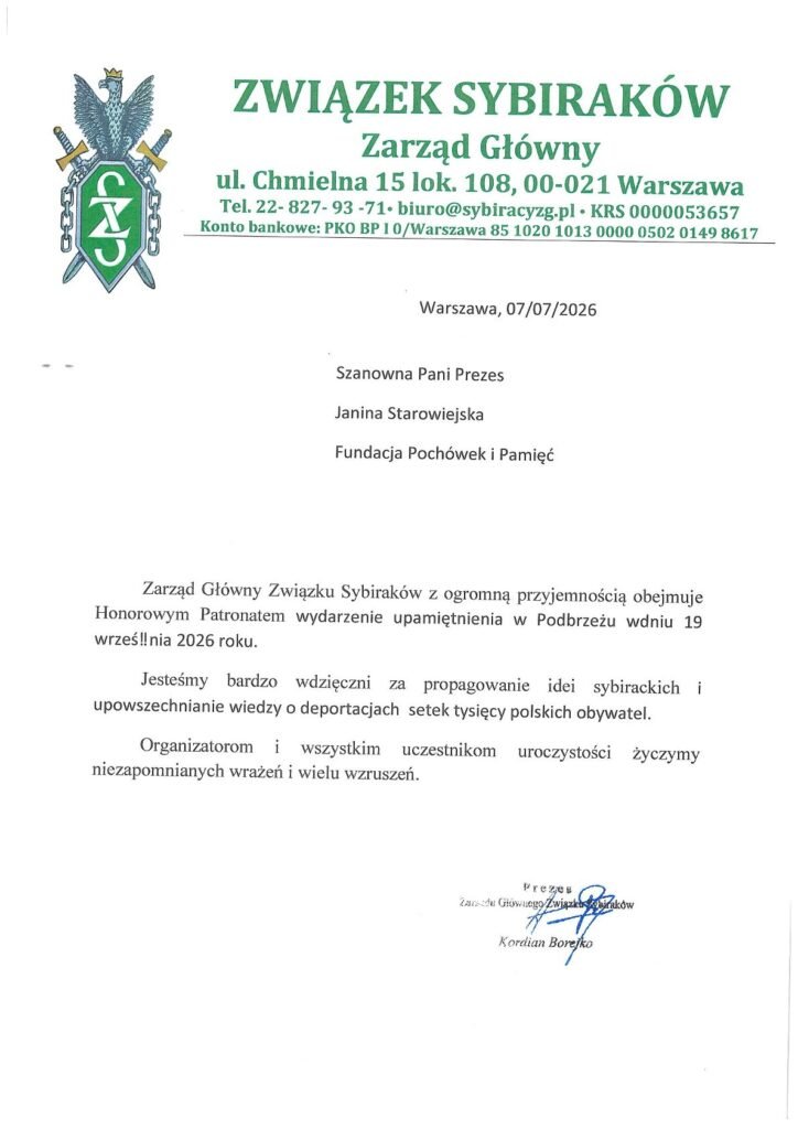Fundacja Poch&oacute;wek i Pamięć Nasze uroczystości pod zaszczytnymi patronatami!