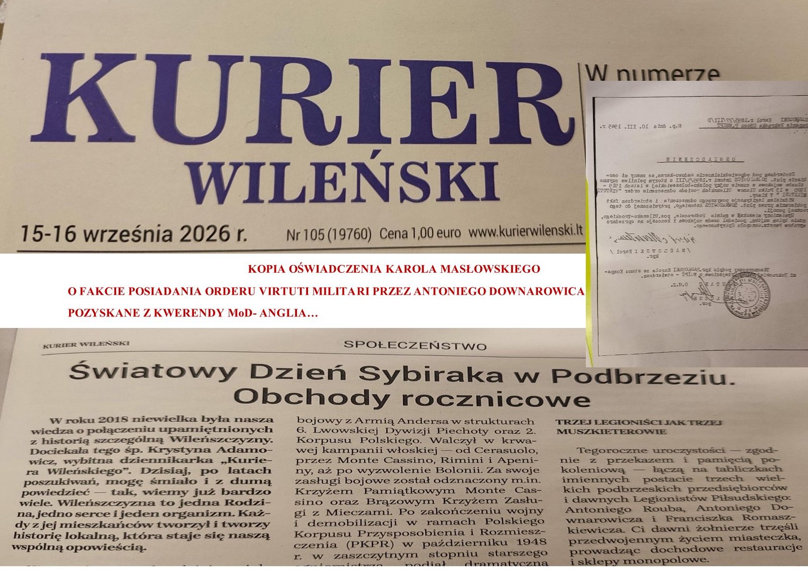 Fundacja Poch&oacute;wek i Pamięć Światowy Dzień Sybiraka w Podbrzeziu. Obchody rocznicowe